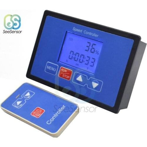 LCD Smart Digital Display 0~100% Adjustable 30A PWM DC Motor Speed Controller Timing with Remote Control 12V 24V 36V 48V