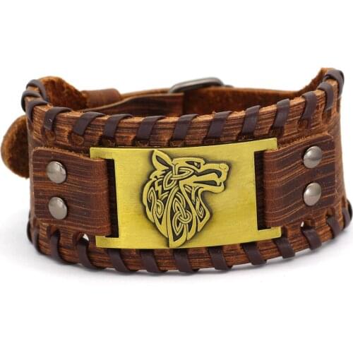 Viking Bracelet Norse Wolf - Nordic Bracelet with Wolf - Celtic Pagan Jewelry