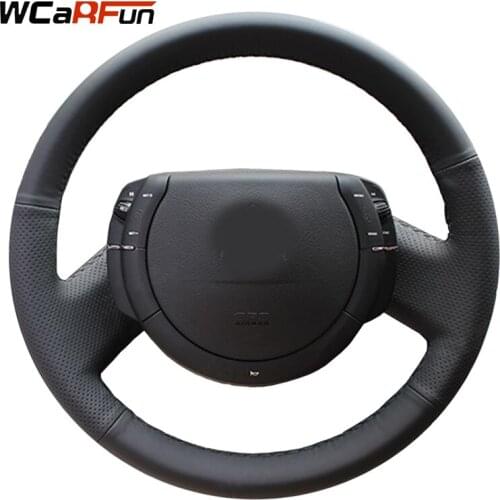 WCaRFun Black Artificial Leather Hand-Stitched Steering Wheel Cover For Steering-Wheel for Citroen Triumph Old C4 C-quatre