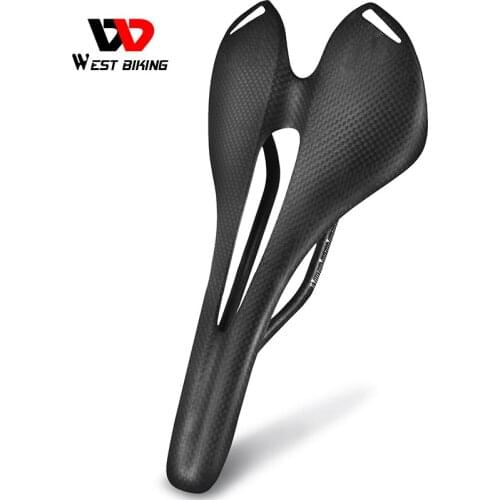 WEST BIKING Full Carbon Fiber Road Mtb Bicycle Saddle Pads ultralight Cushions Comfortable Hollow Cycling Bike Saddle