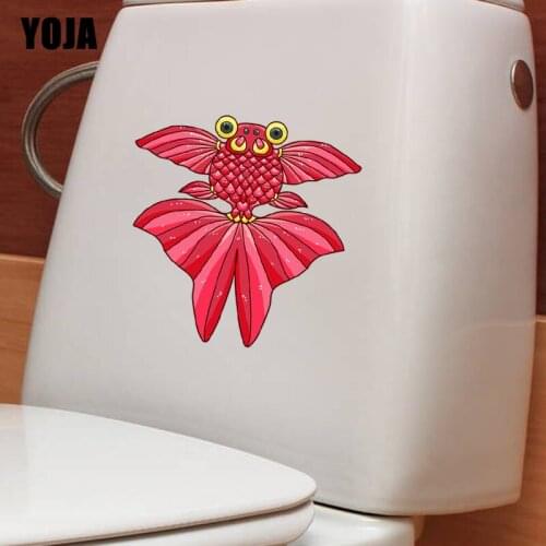 YOJA 21*21CM Red Cute Goldfish Toilet Decal Wall Sticker BedRoom Home Decor Modern Cartoon T3-0817