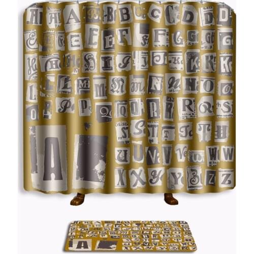 Zeegle Creative Bath Mat and Shower Curtain Anti-slip Toilet Foot Mat Bath Doormat Floor Rug Toilet Shower Curtain with Hooks