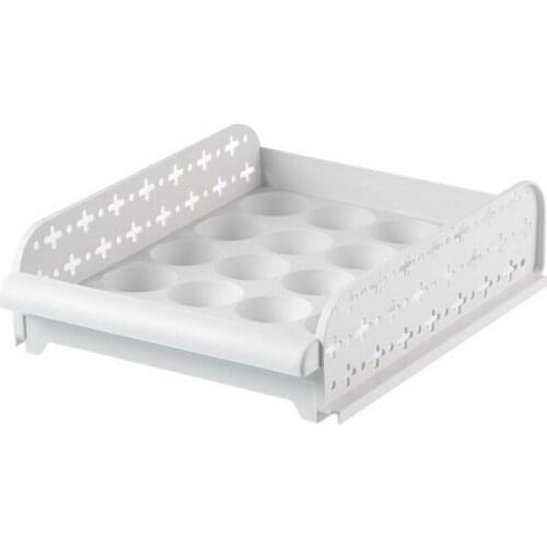 1pcs X Kitchen Supplies 20 Grids Egg Storage Boxes Refrigerator Egg Spreservation Box Superimposable Plastic Egg Tray Grid