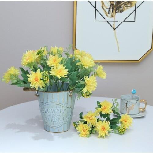 1PC European 5 heads Chrysanthemum Artificial Silk Flower Bouquets Home Wedding Decoration Plastic Fake Flowers