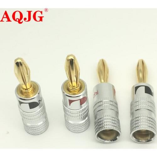 100pcs GD Amp Nakamichi Speaker Banana plug connectors 24K Gold Speaker Banana Plugs For Video Speaker Connector Black Red Colo