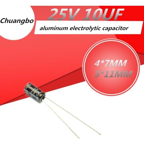 20pcs-100pcs 25V 10UF 4*7 5*11MM aluminum electrolytic capacitor 4*7MM 5*11MM 25V 10UF