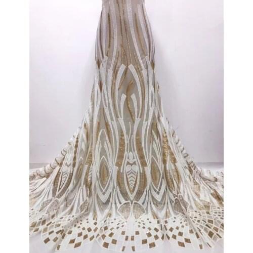 Promotional exquisite two-color large flower position sequin embroidery, African lace fabric, suitable for fashionable dress