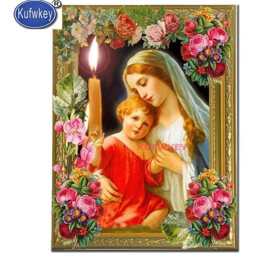 5D diy Diamond Painting Virgin child candle flower diamond mosaic painting rhinestone embroidery diamond art Sticking picture