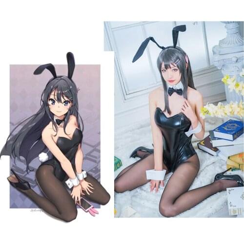 Anime Sakurajima Mai Cosplay Costume Rascal Does Not Dream of Bunny Girl uniforms halloween costumes for women Sexy Jumpsuit