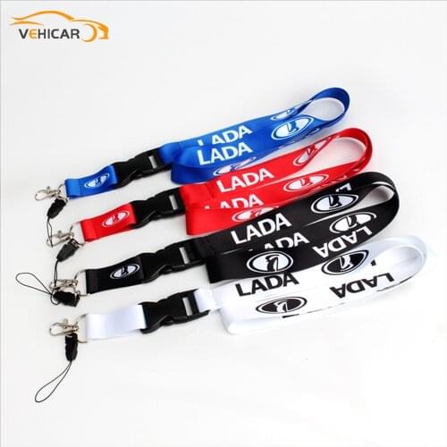 VEHICAR Car Logo LADA Lanyard Cell phone Refitting Racing Auto Keychain ID Holder Mobile Neck Strap with Quick Release
