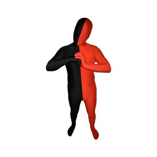 Split Bodysuit Unisex Spandex Zentai costume party Catsuit Unitard Multi-Color Black&Red