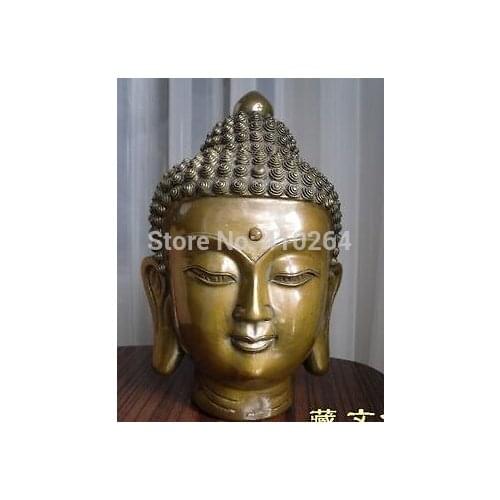 GANG 9 inch NICE NEPAL BOUDDHA T IBET Statue buddha HEAD Bronze