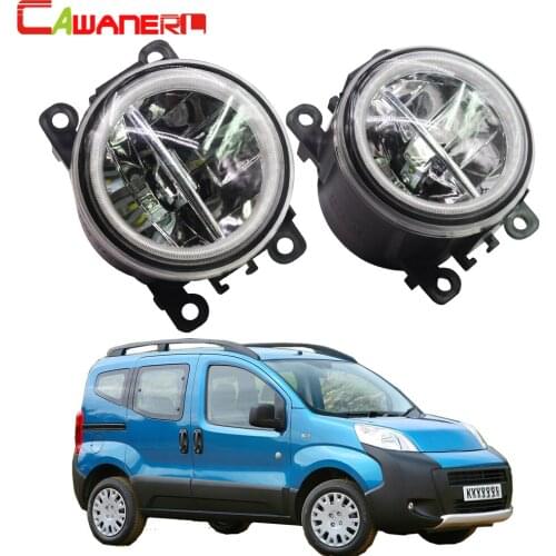 Cawanerl Car 4000LM LED Lamp H11 Front Fog Light + Angel Eye DRL Daytime Running Light 12V For Peugeot Bipper Tepee 2008-2018