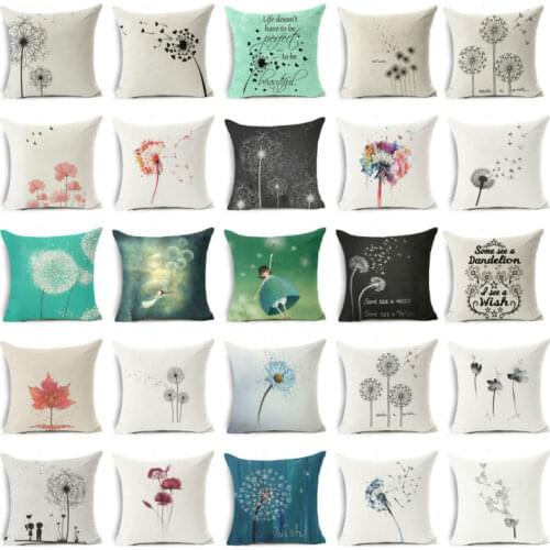 18'' Dandelion cotton linen pillow case sofa car waist cushion cover Home Soft Room Gifts Single Sides Printing