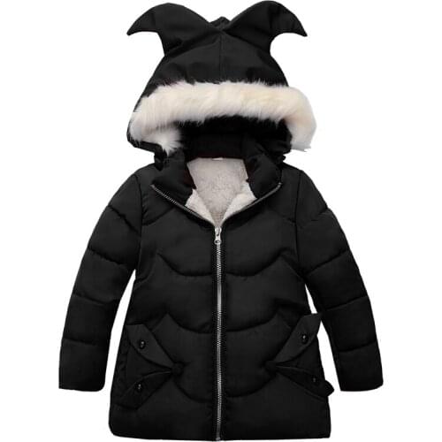 New Children Winter Jackets For Girls Cotton Long Coat Parka 2019 Hooded Zipper Solid Thick Outerwear Girl Kids Winter Clothes