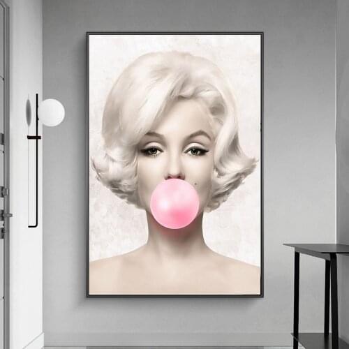 Girls With Pink Bubble Gum Canvas Art Posters And Prints Vintage Portrait Canvas Paintings on the Wall Art Pictures Home Decor