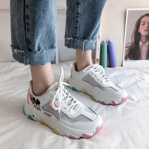 Disney Mickey Summer New breathable sports shoes thick-soled student running Men shoes Womens shoes Girls boy sneakers