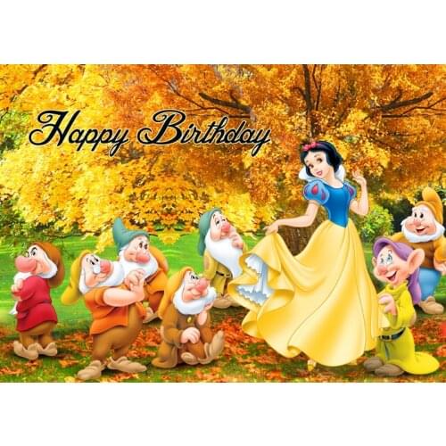 Disney Snow White Dwarfs Childrens Birthday Party Background Cloth Photo Poster Wall Decoration Party Decoration Gifts