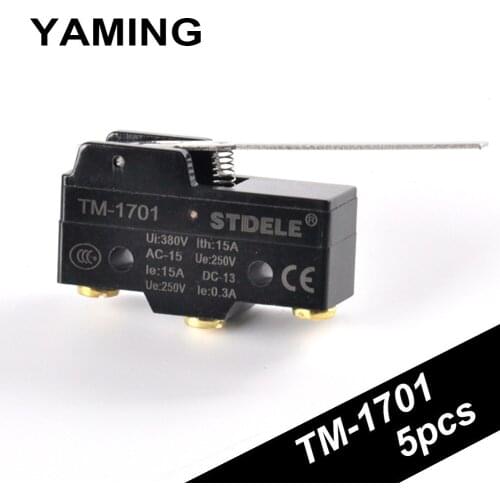 Travel Switch TM-1701 ( Replace LXW5-11N1 ) Micro Limit Switch Stroke Long pole type silver contact 1NO 1NC (5PCS)