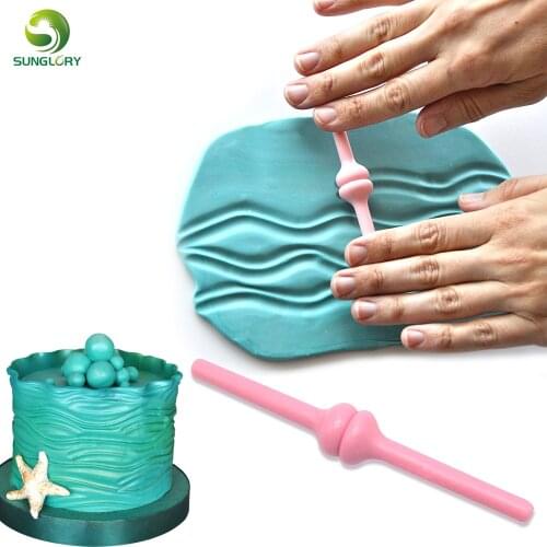 1PC Wave Mold Plastic Sugarcraft Fondant Cake Mold Wave Modelling Tools Decorating Stamper Printing Carving Stick Baking Tools