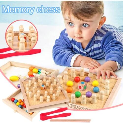 Montessori Toys Diy Elimination Bead Clip Bead Two-in-one Memory Chess Clip Bead Game Drawer Type Use Chopsticks Wooden Early