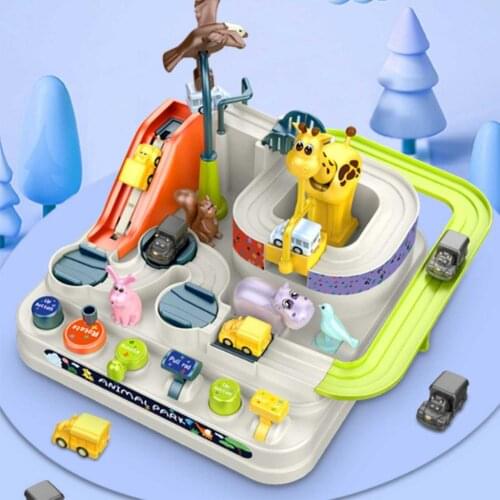Animal Park Adventure Track Car Building Toy Puzzle Through The Big Adventure Interactive Car Sliding Track Toys