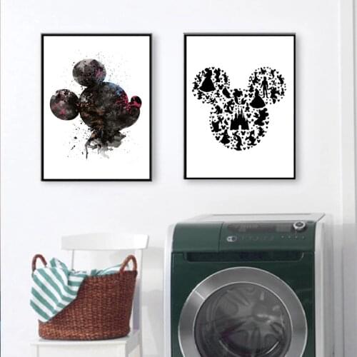 Disney Mickey and Minnie Head Art Canvas Paintings Cute Cartoon Posters Wall Art Pictures for Living Kids Home Room Decoration