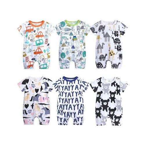 Summer New style baby rompers Short sleeve Newborn Infant Baby Boy Girl clothes Cute Cartoon Printed Jumpsuit Climbing Clothes