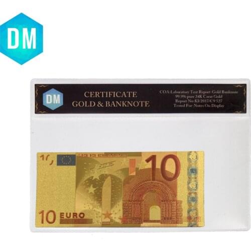 Beautiful Gifts For 10pcs/Lot Europe Gold Banknote 10 Euro Bill Banknote in 24K Gold Foil Money For Collection