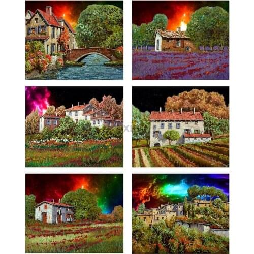 Square/Round Drill DIY Diamond Painting Featured painting town scenery Rhinestone mosaic Embroidery Cross Stitch Home Decor Gift