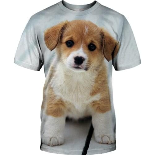 Summer clothes European and American fashion brand spoof 3D dog half-sleeved top mens casual short-sleeved T-shirt Men clothing