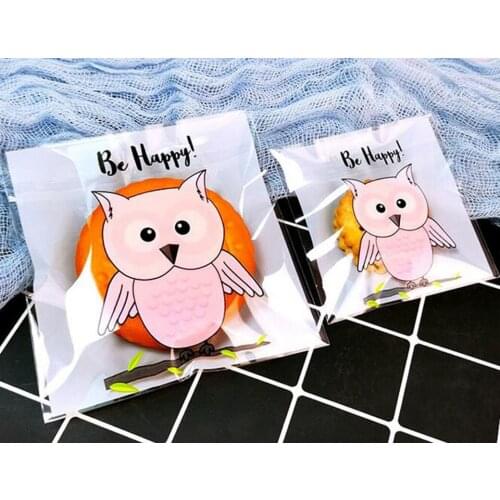 400pcs Small Accessories Cellophane Favor Mini Bags, Self Seal Party Gift Packaging, Cute Owl 10x10+3cm Envelope Cookies Bags
