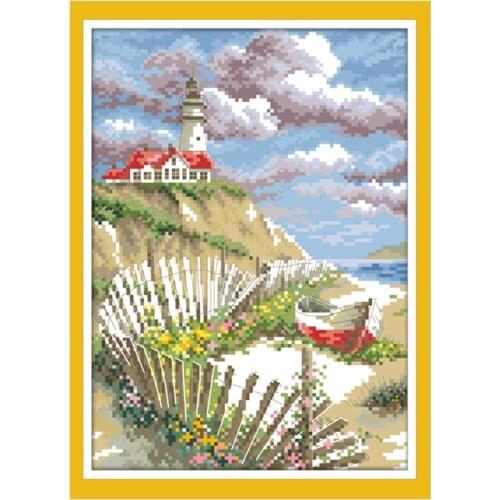 Lighthouse Chinese Cross Stitch Count Print Embroidery Kits 11CT 14CT Diy Needlework Craft Set Handmade Home Decoration Painting