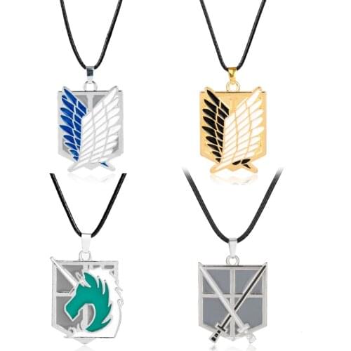 Attack on Titan Necklaces Pendants Wings Of Liberty Metal Unisex Leather Chain Fashion Jewelry Pendant Two Colors