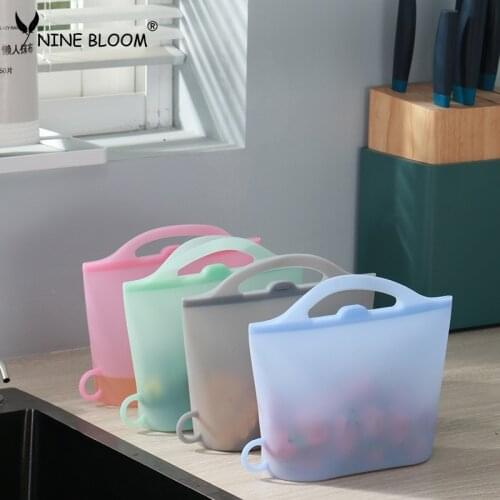 Cross-border 1000ml food-grade silicone fresh-keeping bags linked to household multifunctional easy-to-clean storage bags