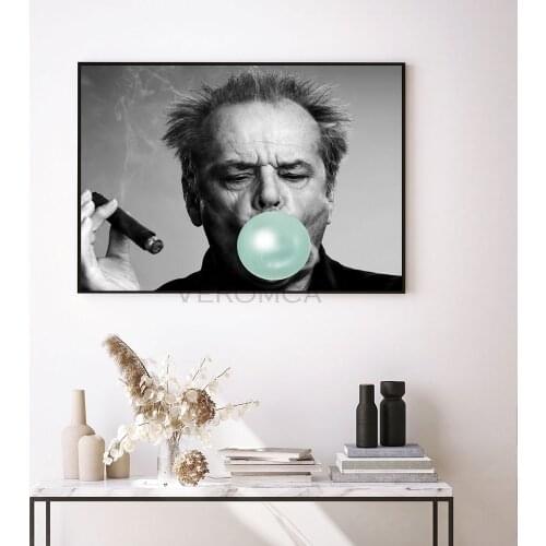 Poster Jack Nicholson Bubble Blowing Canvas Painting On The Wall Art Print Modern Celebrity Picture for Living Room Decor