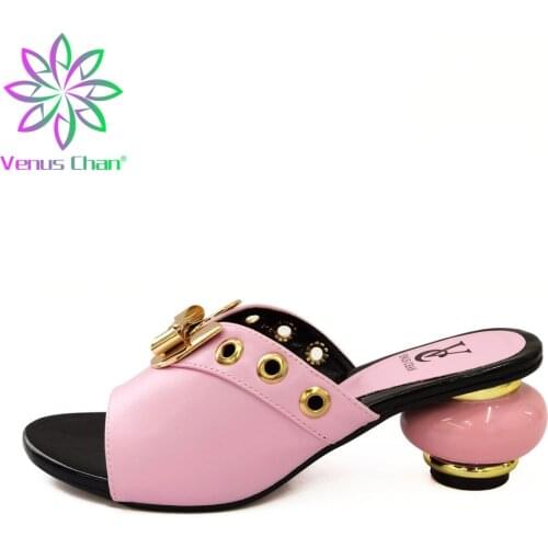 Casual 2021 Fashionable Italian Design Shoes in Pink Color Slingbacks Slippers African Ladies Shoes for Wedding in Pink Color