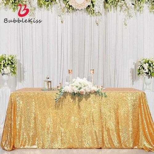 Bubble Kiss Gold Sequin Wedding Birthday Party Hotel Shop Window Restaurant Home Decoration Solid Color Rectangle Table Cloth