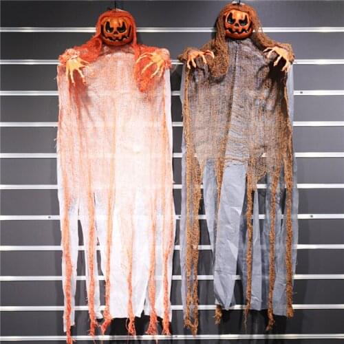 Halloween Skull Scary Props 2021 New Halloween Pumpkin Hanging Ghost Terror Decoration Supplies Secret Room Escape Props
