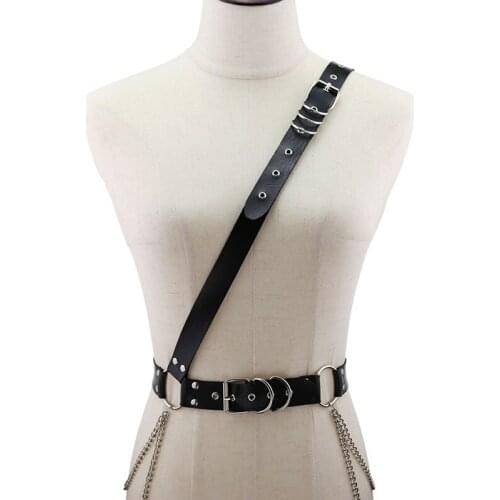 Hip Hop Fashion Women Men Belt Chain Trend Leather Pin Buckle Chain Belt Belt Strap Waistband Fashion Decorative