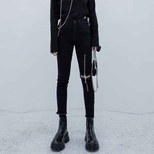 Ruibbit Black Long Jeans Women Basic Classic High Waist Hot Girls Pencil Jeans Hole Denim Pants Elastic Stretch Jeans Plus Size