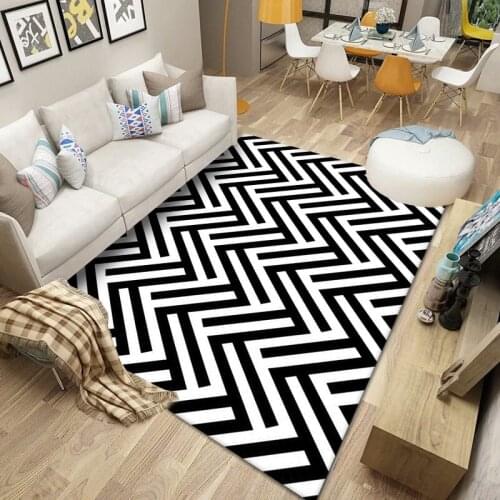 Nordic 3D Printed Black white stripe Carpets for Living Room Bedroom Decor Area Rugs Kids Room play Rug Child Game Crawling Mats