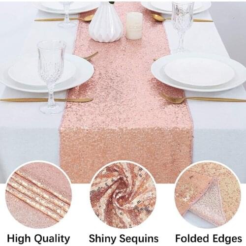 HGHO Table Runners Rectangle Glitter Table Linen Wedding Birthday Party Cake Table Decoration 4 Pieces