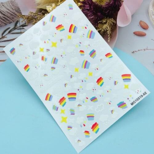 DIY Japanese Style Fashion New Arrival Thin Light Traceless Nail Stickers Clouds & Rainbows Back Glue Adhesive Nail Decals Women