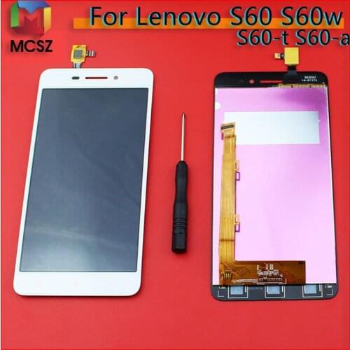 High Quality New Touch Screen Digitizer + LCD Display Replacement For Lenovo S60 S60w Cell Phone 5.0 inch 1280*720 Black White