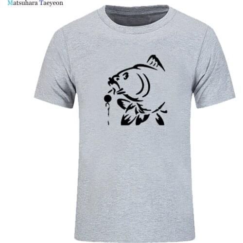 Funny T Shirt Men New Carp Fish Fishing Short Sleeves Hip Hop Oversized T Shirt O-Neck Cotton Fishing Lover T Shirts Tees Tops