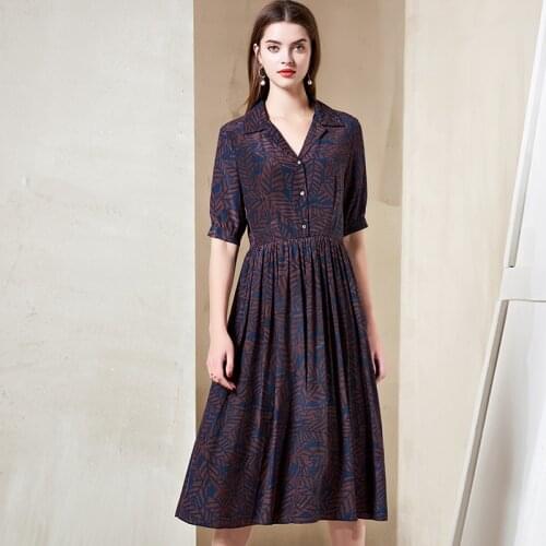 Womens Printed Summer New Slender 23% Silk Dresses
