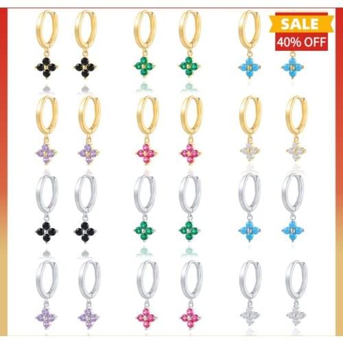 Bling Colorful Crystal Zircon Earrings For Women 925 Sterling Silver Drop Earring Dangle Pendientes Jewelry Birthday Gift Aretes