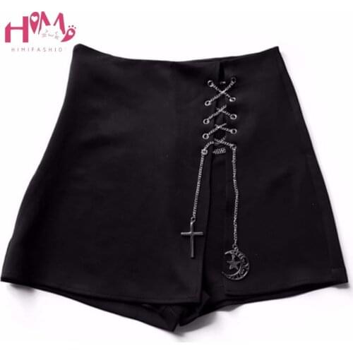 Japanese Darkly Hard Sister With Cross Moon Pendant Design Shorts Women Harajuku Bad Girl Style Cool Streetwear Shorts Skirts