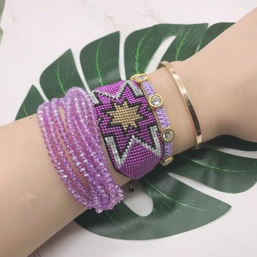 BLUESTAR Hexagram MIYUKI Bead Bracelet For Women Jewelry Crystal Bead Pulseras Mujer Tassel Handmade Woven Armband
